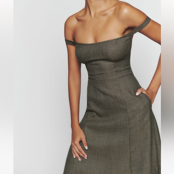 Reformation Stratford check midi dress size 0 BNWT - Picture 3 of 12